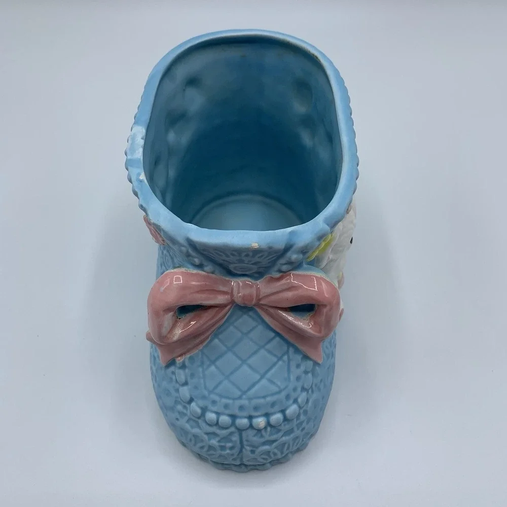 Vintage Relpo Baby Bear Booty Bootie Shoe Blue Planter Nursery Home Shelf Decor